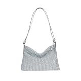 Clutch Silber,Clutch Damen Glitzer Tasche Dirndl Tasche,Abendtasche Damen,Hohe Kapazität mit Reißverschluss Tasche mit Strasssteinen für Abend Prom Hochzeit Party Bankett(silber)