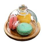 Kuchenständer - Kuchenteller Mit Glasglocke | Holz Servierplatte Für Dessert Gebäck Obst Geburtstag Kuchen Küche Deko Fest