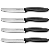 Ruffulon Tafelmesser 4 Stück,Hochwertiges Frühstücksmesser Set,Scharfe Messer mit Wellenschliff,Edelstahl Schneidemesser,Kunststoffgriff Tomatenmesser,Schwarzes Besteck Messer set ﻿