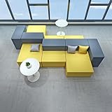 BEDOIN Modulares Farbblock-Sofa, Ergonomische Couch, Übergroßes Sofaset, Rahmen Aus Massivem Holz, Hochdichter Schaumstoff, Für Wohnzimmer, Studio, Bürogebäude 350 * 260cm