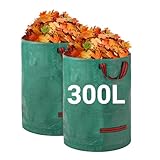 Velway Garden 2x300L Gartenabfallsäcke - Wiederverwendbare Gartensäcke mit Griffen - Industriegewebe für Blätter Müll Schutt - Wasserdichte Gartenmüllsäcke