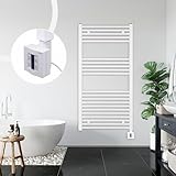 anapont elektrischer Badheizkörper 1175x600 - weiß gerade - Timer-Funktion - Handtuchheizkörper - Badheizung elektrisch - Handtuchheizung - Made in Germany