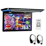 XTRONS 15,6“ Digital TFT 16:9 FHD Bildschirm für Auto Bus unterstützt 1080P Video Auto Overhead Player Auto Monitor mit HDMI Port Automosphäre LED Licht Windows CE für Urlaub (CM156HD+DWH006x2)