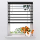 Radeco® Aluminium Jalousie 120 x 180 cm Schwarz 50mm lamellen, Größen von 60 bis 240 Breite, alu Jalousie, lamellenrollo, jalousien, Fenster jalousien innen, Jalousie Aluminium