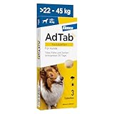 AdTab Hunde Zecken- und Flohschutz (über 22 bis 45 kg), Kautablette tötet Zecken und Flöhe schnell ab und schützt einen Monat lang, leicht zu verabreichen (3 St. pro Packung)