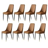 Esszimmerstühle 8er Set - Weiche Lederkissen mit stabilen Metallbeinen - Ideal für Wohnzimmer, Küche, Büro und Lounging