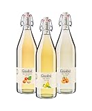 Fassobst Alte Birne, Marille & Haselnuss im Probier-Paket - Schnaps in der Bügelflasche mit intensivem & feinem Aroma, fassgereift im Schwarzwald (3 x 1,0l)