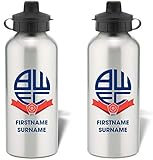 Sport-Trinkflasche mit Vereinswappen für Bolton Wanderers FC-Fans, 600 ml, silberfarbene Aluminiumflasche