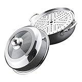 OFFSCH Dampfgarer Aus Edelstahl Dampfentsafter Multifunktionaler Dampfgarer Multifunktionstopf Dampfgarer Zum Kochen Gemüse Dampfgarer Gemüsedampfer Suppentopf Silver Rostfreier Stahl