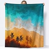 Fotografie Bedruckt Sherpa Decke Werfen 100 x 130 cm, Hawaiianischer Sonnenuntergangsstrand Weiche Plüsch Überwurfdecke für Bett Couch Sofa Büro Stuhl Wohnzimmer - Fuzzy Decke Für Kinder Mädchen