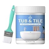Badewannenfarbe, glänzend weiß, Badewannen-Reparaturset, Bad-Emaille-Farbe, 500 g, Hochglanz-Finish, schnell trocknende Formel für Fliesen, Metall, Dusche, Waschbecken, Möbel, Chips und Schrammen
