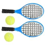 ifundom 4 Stück Mini Tennisschläger Teilig mit Bällen Miniatur Tennis Racket Modell für Puppenhaus Dekoration Langlebiges Zubehör für Spielhaus Kreatives Tischdekor für Zufällige Farbe