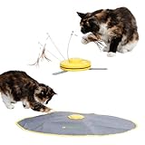 Kerbl Katzenspielzeug 2in1 Catch the TailFeather (Farbe gelb/grau, L x B x H 70 x 53 x 5 cm, mit automatischer Abschaltfunkion) 81666