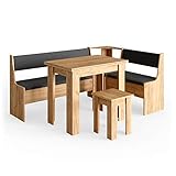 Vicco Eckbankgruppe Roman, Goldkraft Eiche/Anthrazit, 180 x 120 cm mit Tisch