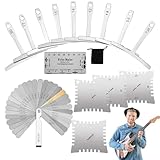 Gitarren -Action -Lineal, Gitarrenschnurhöhenanzeige - String Action Lineal Multipurpose Gitarren -Setup -Tools - Radius -Messer messen Tools mit Aufbewahrungstasche für Musiker -Gitarristen