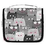 Kulturbeutel mit niedlichem Caeroon Katzen-Motiv, Tier-Waschbeutel, Unisex, hängende Toilettenartikel, Kosmetik, Make-up-Organizer