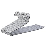 SONGMICS 20 Stück Hosenbügel aus Metall, Kleiderbügel mit offenem Ende und rutschfester Beschichtung, platzsparend, 38 cm breit, Grau CRI04G-20