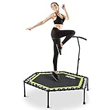 ONETWOFIT Fitness-Trampolin mit höhenverstellbarem Haltegriff, leise Gummiseilfederung, Trampolin Training wie im Fitness-Studio Trainer Workout für Erwachsene