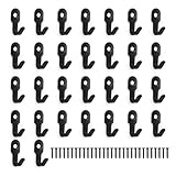 WJUAN 30 Stück Edelstahl Haken zum Schrauben, 27mm Retro Kleiderhaken Schwarz Hohe Rostbeständigkeit, Haken für Schlüsselbrett, Geeignet für Flure, Schlafzimmer und Wohnzimmer