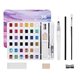 Aquarellfarbe – Malset mit 36 Farben, Malset mit Pinselstift für Reisen, Malerei, Outdoor, Café, Klassenzimmer, Kinder, Maniküre, Kunstprojekte