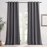 KGORGE Thermovorhang Kälteschutz mit Ösen Wohnzimmer Blickdichte Vorhänge 2er Set 245 x 140 cm(HxB) Thermo Gardinen Verdunkelnd Grau Blickdicht Blackout Thermal Curtains