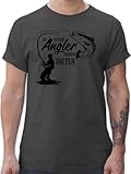 T-Shirt Herren - Besten Angler - Vatertagsgeschenk Angeln Angelzubehör personalisiert mit Namen Angelgeschenkideen Geschenke für Angler Angel Geschenk für Männer Fischer - L - Dunkelgrau