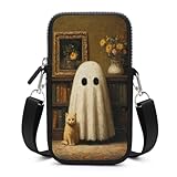 Niedliche Geisterkatze Bücherregale Crossbody Handytasche Smartphone-Tasche mit verstellbarem Riemen