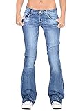 Generisch JIER Damen Schlaghosen Jeanshose lang Stretch Skinny Schlagjeans Schlag Weite Jeanshosen Weites Bein Denim Hose Hüftjeans Hüfthose Hosen (Hellblau,M,M)