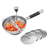 Kartoffelstampfer Edelstahl - Passiermühle Passiergerät Für Aus Edelstahl Mit 3 Frässcheiben, Reibequetsche Küchenwerkzeug, Für Tomatensoße, Apfelmus, Püree, Kartoffelpüree, Marmelade