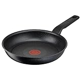 Tefal G30304 Titanium Force Bratpfanne | 24 cm | extra haltbare Antihaft-Beschichtung | Thermo Signal Temperaturanzeiger | induktionsgeeignet | Schüttrand | Schwarz
