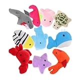 HANABASS 10 Stück Teiliges Set Plüsch Fingerpuppen Meerestiere Weiche Handpuppen aus Kuscheligem Material Interaktive Fingerpuppen für Geschichtenerzählen und Fantasievollem