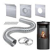 Entlüftungsschlauch für Pelletofen, Kaltluft-Kit für den Außenbereich, Kamin- und Ofenzubehör, hitzebeständig und rostbeständig | Robustes Lufteinlass-Set, Che-Werkzeug-Set