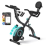 MERACH 4-in-1 Heimtrainer Klappbar, Hometrainer Fahrrad mit LCD Monitor und Handpulsmessung, Magnetisches Ergometer Fitnessbikes mit Bequemem Sitzkissen, 16-Stufiger Magnetwiderstand, Platzsparend