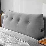Dorifine Rückenkissen, Lesekissen für Bett und Sofa, 140cm-Komfortables Wandkissen Bett, Bietet Optimalen Supportive Rückenkissen Bett, Bettkissen Rückenlehne mit Praktischen Seitentaschen, Gray,