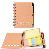 Luckwaii Kleine Geschenke für Kollegen Notizbuch mit Stift Lehrer Inspirierend Mitarbeiter Spirale Notizblock Kugelschreiber aus Holz Spirale Linierter Notizheft Kugelschreiber Abschiedsgeschenk