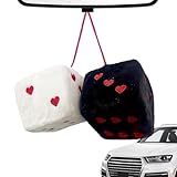 Fuzzy Dice | Retro Square Decoration Dice for Car Accessories - Pair Of Plush Dice for Car Rearview, Car Interior Dice Vintage Plush Dice for Car Square Dice Car Accessories
