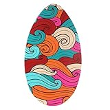 kowaku Skimboard Body Board Leichtes flaches Wasser 35 Zoll, Stand Up, Universal Holz kleines Surfbrett Skimbrett für Erwachsene Kinder, Bunte Wellen
