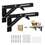 Klappkonsole Schwerlast 300mm, 2 Stück Klappscharnier Klappwinkel 90° Klapptisch Wandmontage Metallisch Klappregal mit Schrauben für Haus Küche Platzsparende, Max Belastung 60kg(Schwarz)