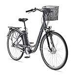 Telefunken E-Bike Damen 28 Zoll Elektrofahrrad - 3-Gang Shimano Nabenschaltung mit Rücktritt, Pedelec Citybike Alu mit Fahrradkorb, Frontmotor 250W /10,4Ah / 36V Sitzrohrakku, RC830 Multitalent