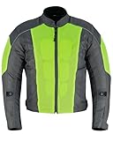 Jet Viper Motorradjacke für Herren, Textil, Sommer, Netzstoff, gepolstert, Aero-Cool, abnehmbar, wasserdichtes Futter, Grau Fluro, XXL