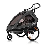 LIONELO CAMA Kinderanhänger 2-in-1 Fahrradanhänger mit Kinderwagenfunktion für 1 oder 2 Kinder im Alter von 6 Monaten bis 6 Jahren Gewicht 2x22 kg, Federung, große Räder Wasserdichtes Verdeck
