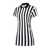 VKT Schiedsrichterkleid, Hemd für Damen, Reißverschluss, Kragen, Schiedsrichtertrikot, Ref. Kostüm Outfit für Basketball, Fußball, Hockey, Halloween, Reißverschluss, XX-Large