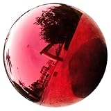 Kisangel Spiegelkugel Dekoration Reflektierende Gartenkugeln Spiegelkugel Aus Stahl Polierte Hohlkugel Gartenkugel Gartengloben Rot