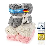 Feluna® Grob gestrickte Kuscheldecke - Grobstrick Wolldecke Strickdecke Tagesdecke Überwurf Decke für Wohnzimmer & Gästezimmer (Mondlichtgrau)