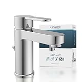 Schütte ELEPHANT Waschtischarmatur, elegante Mischbatterie inkl. Ablaufventil fürs Badezimmer, Wasserhahn Bad mit Exzenter-Gestänge, Badarmatur Waschbecken chrom, 34210