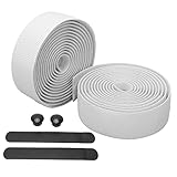 plplaaoo Fahrrad-Lenkerband, PU-Leder, gewellte Maserung, Schweißabsorption, rutschfester Fahrrad-Lenkergürtel für Radfahren, Rennrad, Mountainbike, Schwarz, 200 cm x 3 cm, 2 Stück (Weiß)