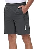Rvinroo Sport Shorts Herren Schnelltrocknende Training Herren Gym Bodybuilding lässige Shorts Basketball Atmungsaktive Laufshorts mit Reißverschlusstasche Darkgrey L
