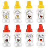 Mini -Gewürz -Squeeze -Flaschen, 8pcs 25 ml Leere Mini -Ketchup -Flasche, klare Plastik -tragbare Gewürzbehälter mit Versiegelungsdeckel für Sojasauce, Honig, Salatdressing, Picknick, Camping, Reisen