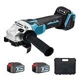 Akku Winkelschleifer Kabellos,Kompatibel mit Makita Akku 18V, Ersatz DGA504Z,Neues Upgrade mit 2× 5.5Ah Akkus & Ladegerät, Akku Flex Trennschleifer 125mm, 9000U/min, für Präzises Trennen und Schleifen