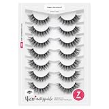 Happy Heartbeat 3D Clear Band Falsche Wimpern Natürlich Look Cat Eye Künstliche Wimpern Wispy Faux Mink lashes Flauschig Weiche Wiederverwendbare Kurze Fake Eyelashes 7 Paare (No.200)